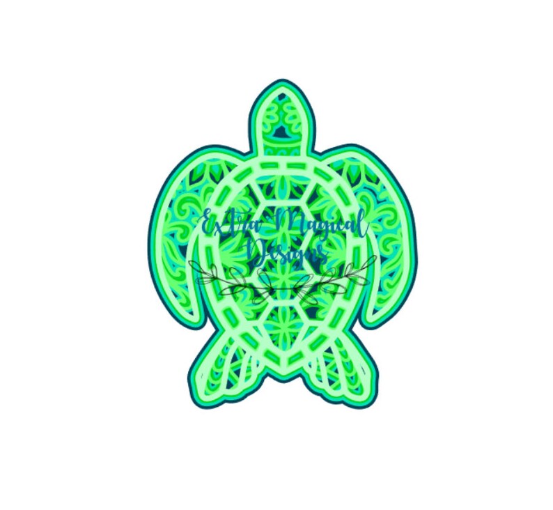 Download 3D Mandala Sea Turtle Paper Cut File Digital Download SVG ...