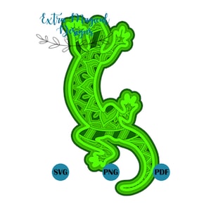 3D Mandala Lizard Newt Reptile Paper Cut File Digital Download SVG Template