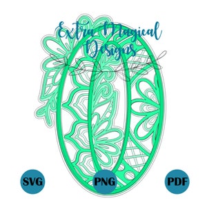 3D Mandala Letter O Paper Cut File Digital Download SVG Template