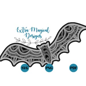 3D Mandala Bat Paper Cut File Digital Download SVG Template