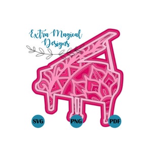 3D Mandala Music Instrument Piano Paper Cut File Digital Download SVG Template