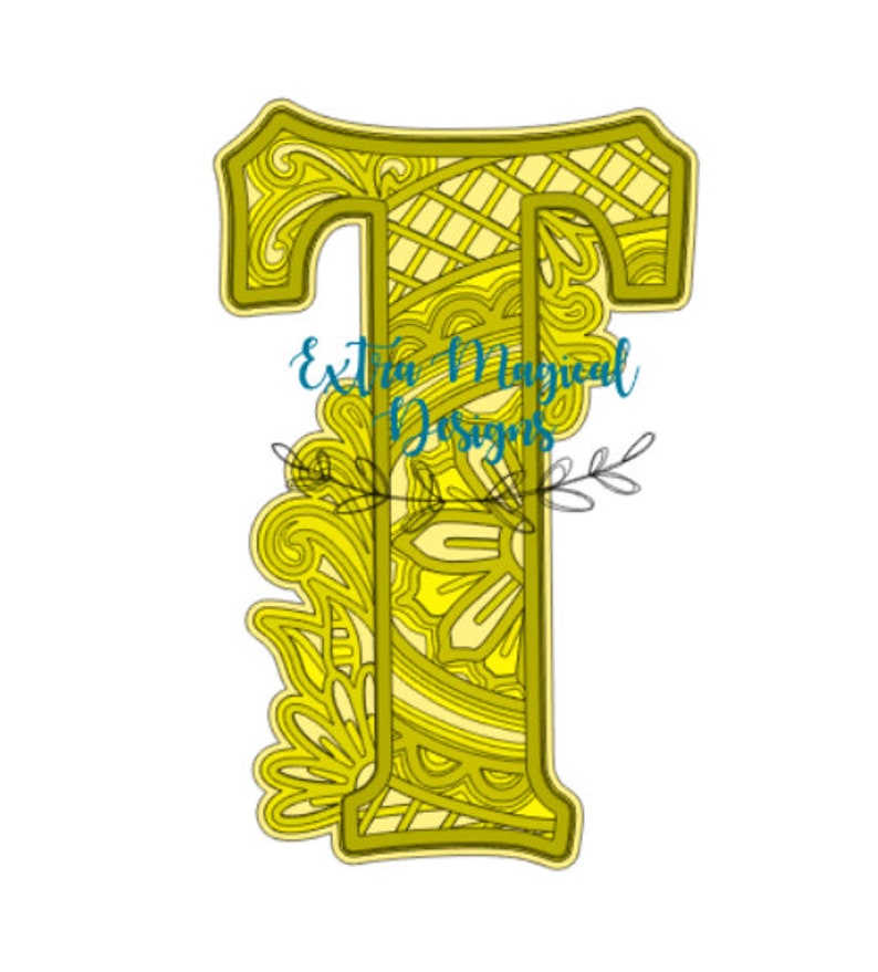 3D Mandala Letter T Paper Cut File Digital Download SVG | Etsy