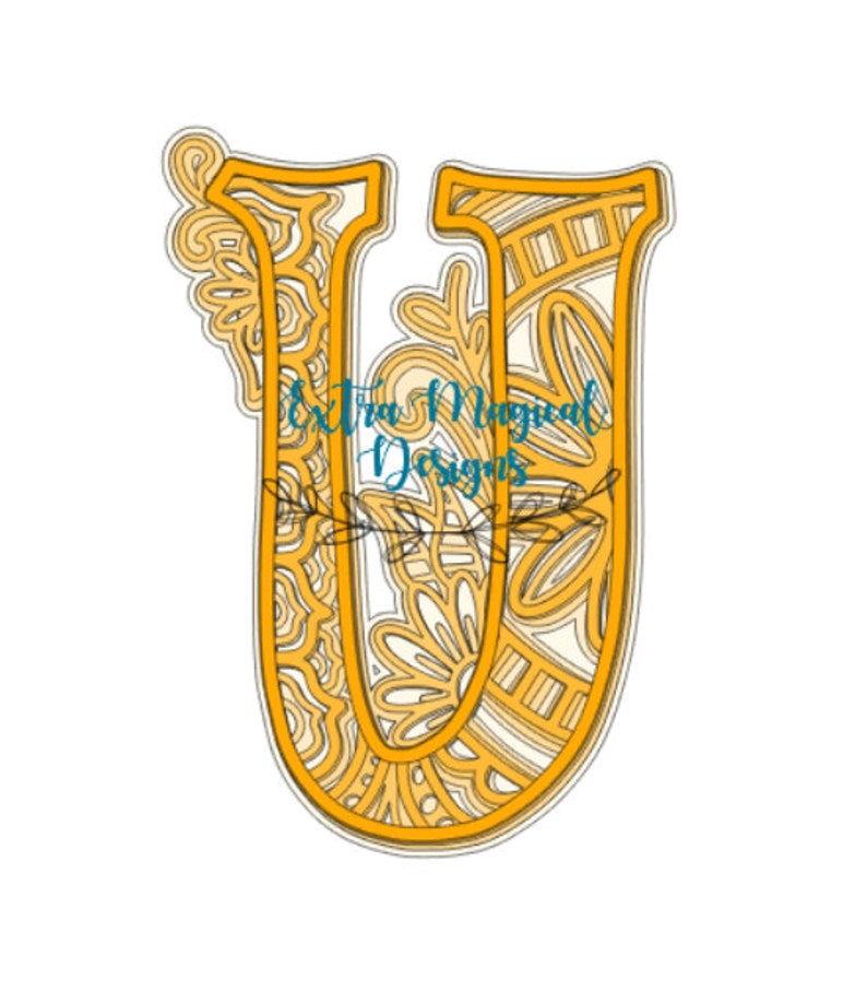 Download 3D Mandala Letter U Paper Cut File Digital Download SVG | Etsy