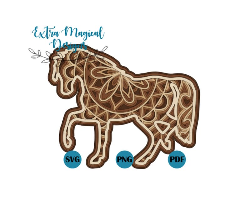 Download 3D Mandala Horse Pony Paper Cut File Digital Download SVG ...