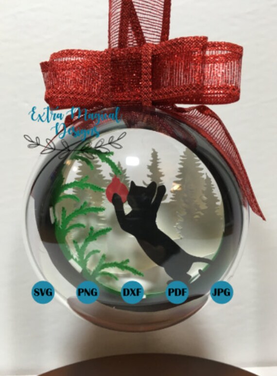 Download Christmas Tree And Cat Shadow Box 3d Christmas Ornament Etsy