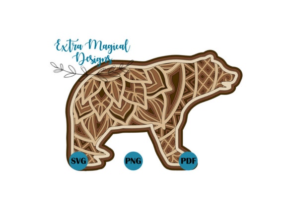 Download 3d Mandala Bear Paper Cut File Digital Download Svg Template Etsy