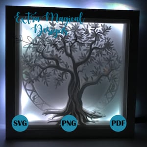 Tree of Life Animal Nature Paper Cut Light Box 3D Shadow Box Digital Download SVG Template