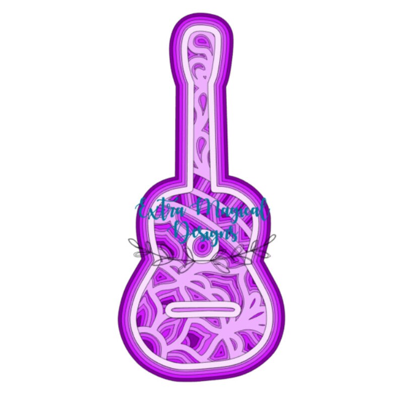 Download 3D Mandala Acoustic Guitar Paper Cut File Digital Download ...