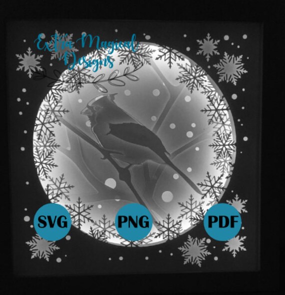 Download Christmas Cardinal Bird Paper Cut Light Box 3d Shadow Box Etsy