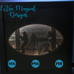 Sports Football Player Paper Cut Light Box 3D Shadow Box Digital Download SVG Template