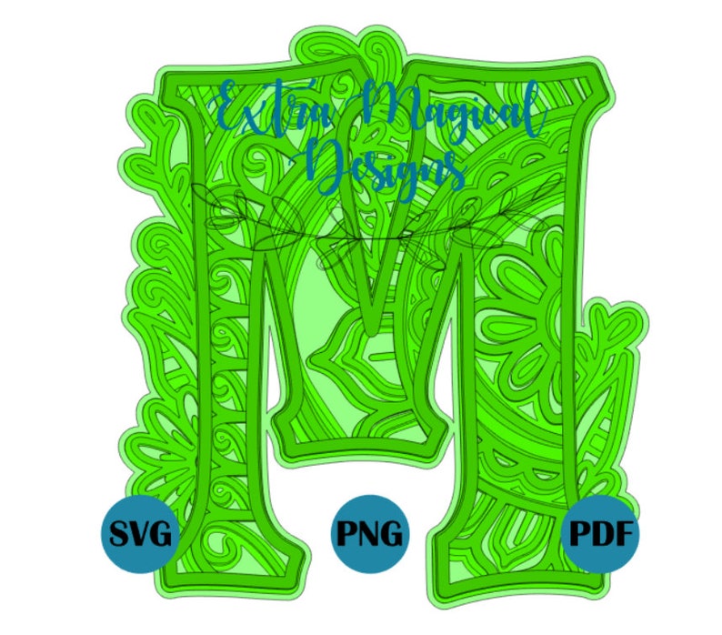 Download 3D Mandala Letter M Paper Cut File Digital Download SVG | Etsy
