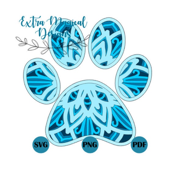 Download 3d Mandala Animal Cat Dog Paw Print Paper Cut File Digital Etsy