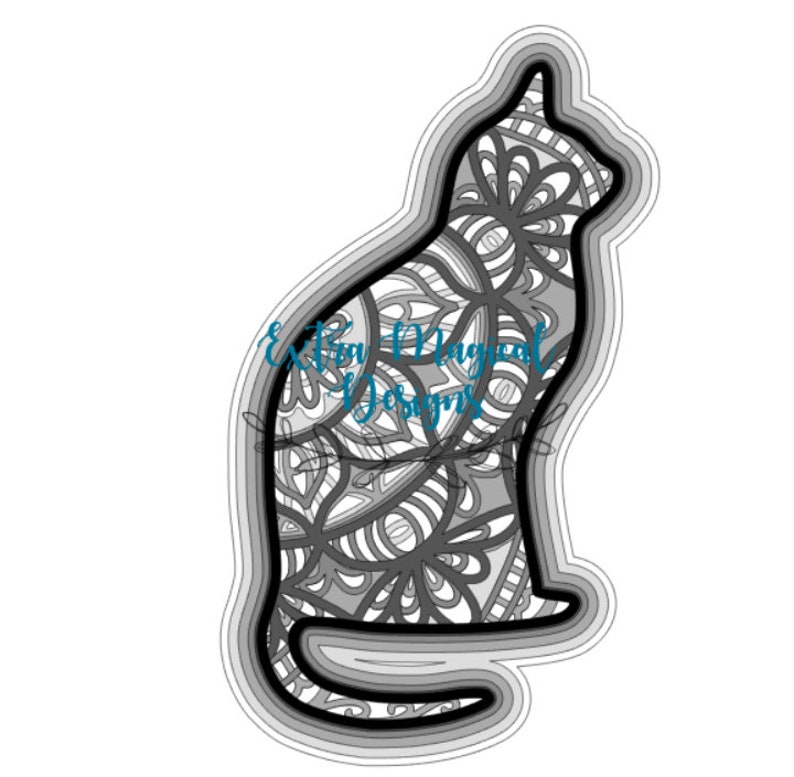 Download 3D Mandala Cat Kitten Paper Cut File Digital Download SVG ...
