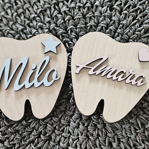Milchzahn Dose, Zahndose,Zahn Holzdose, Holzbox, personalisiert Zahnfee Geldbeutel, Wackelzahn, Holzschild,