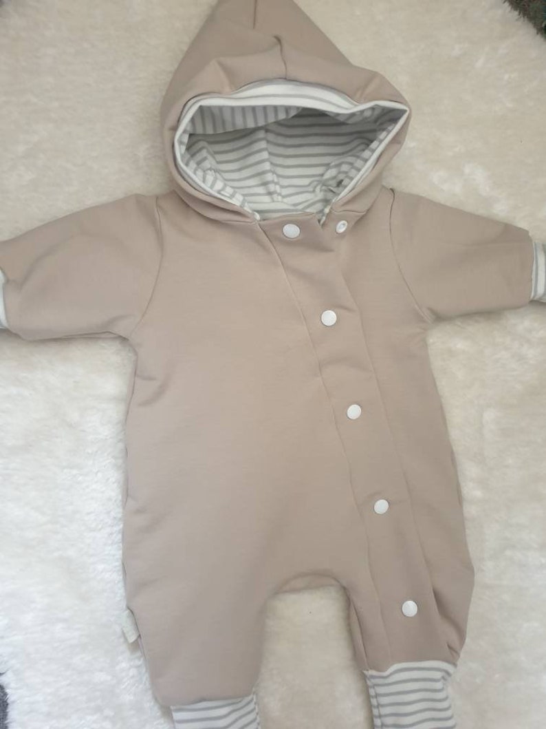 Overall Frühling/ Sommer,Beige Sand,Baby Anzug, Newborn Kleidung, Kinder wagen Anzug, Geburt, Schwangerschaft, Geschenk Kinder, Strampler Bild 4