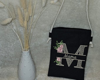 Mother's Day gift, mom, gift idea, cell phone bag, shoulder bag, bag, embroidery, flower motif, applique, personalized, birthday