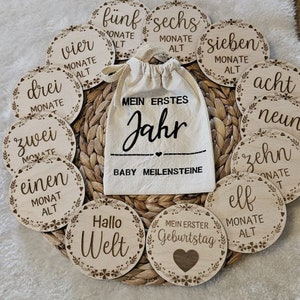 13 Meilensteinkarten, Holz Karten, Baby, Meilensteine aus Holz, Geschenk zur Geburt, Fotos Baby