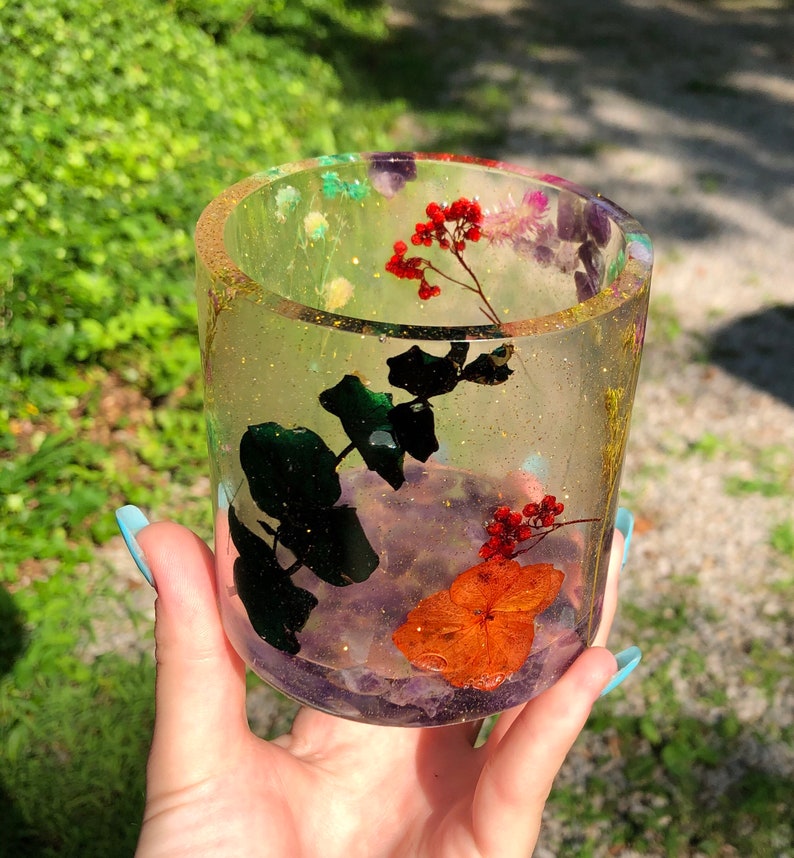 Sparkly Gold Flower Resin Planter Resin Pot Resin Planter Etsy