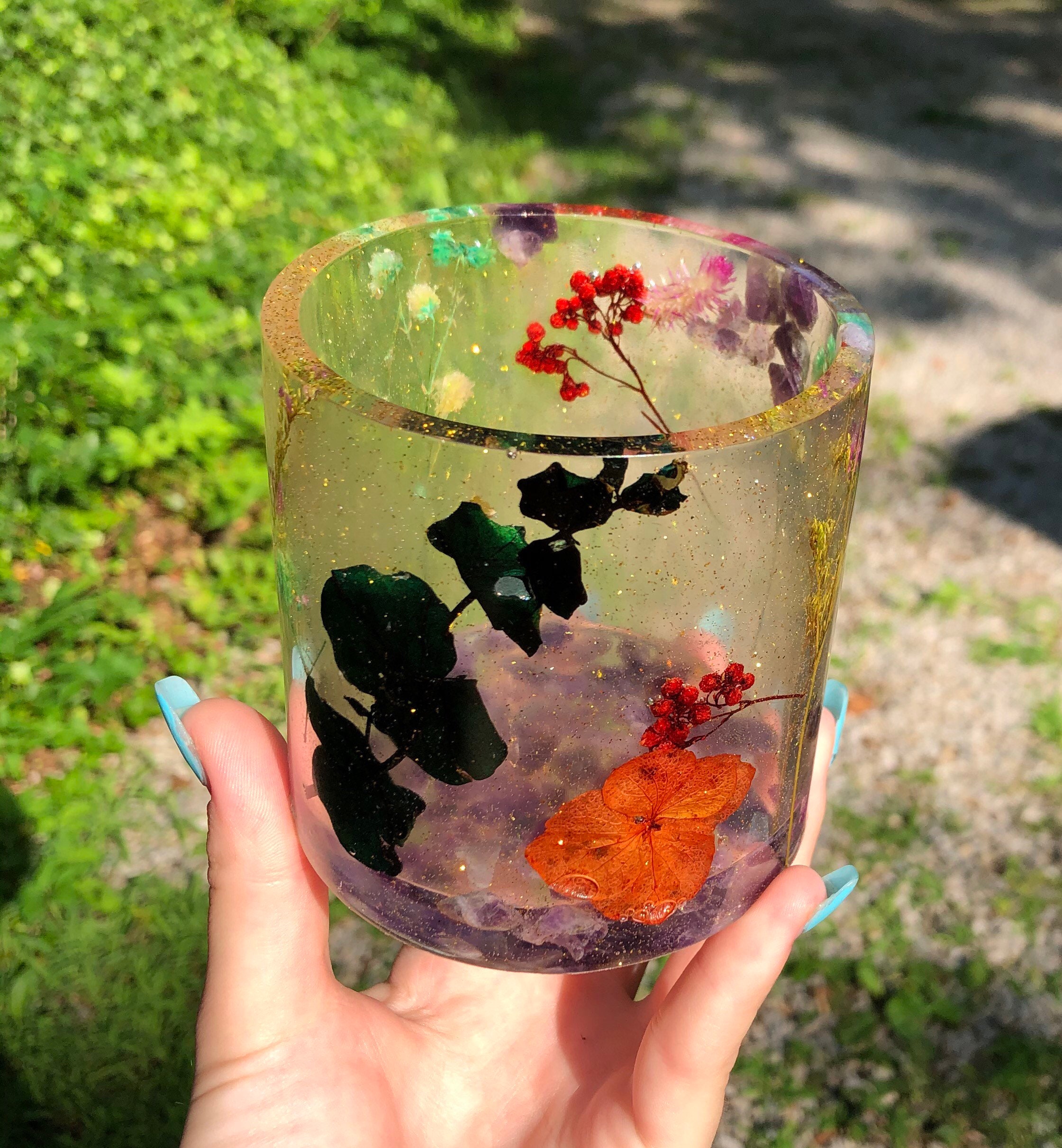 Sparkly Gold Flower Resin Planter Resin Pot Resin Planter Etsy