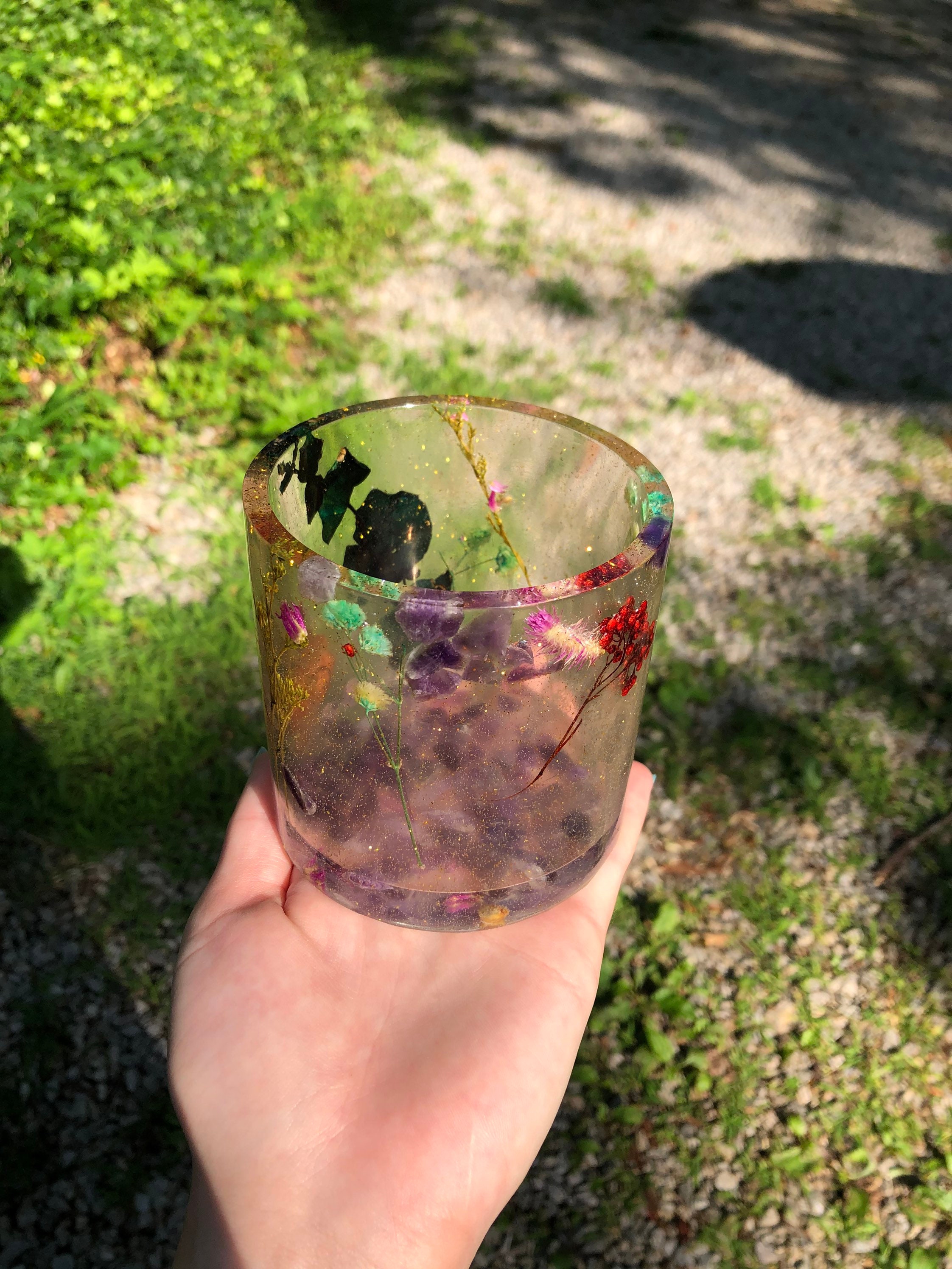 Sparkly Gold Flower Resin Planter Resin Pot Resin Planter Etsy