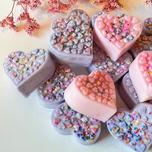 Heart Shaped Soy Wax Melts with Essential Oils and Real Sprinkles | Spring Decor | Wax Melts | Handmade | Soy Wax Melt | Gift | Cake Scented