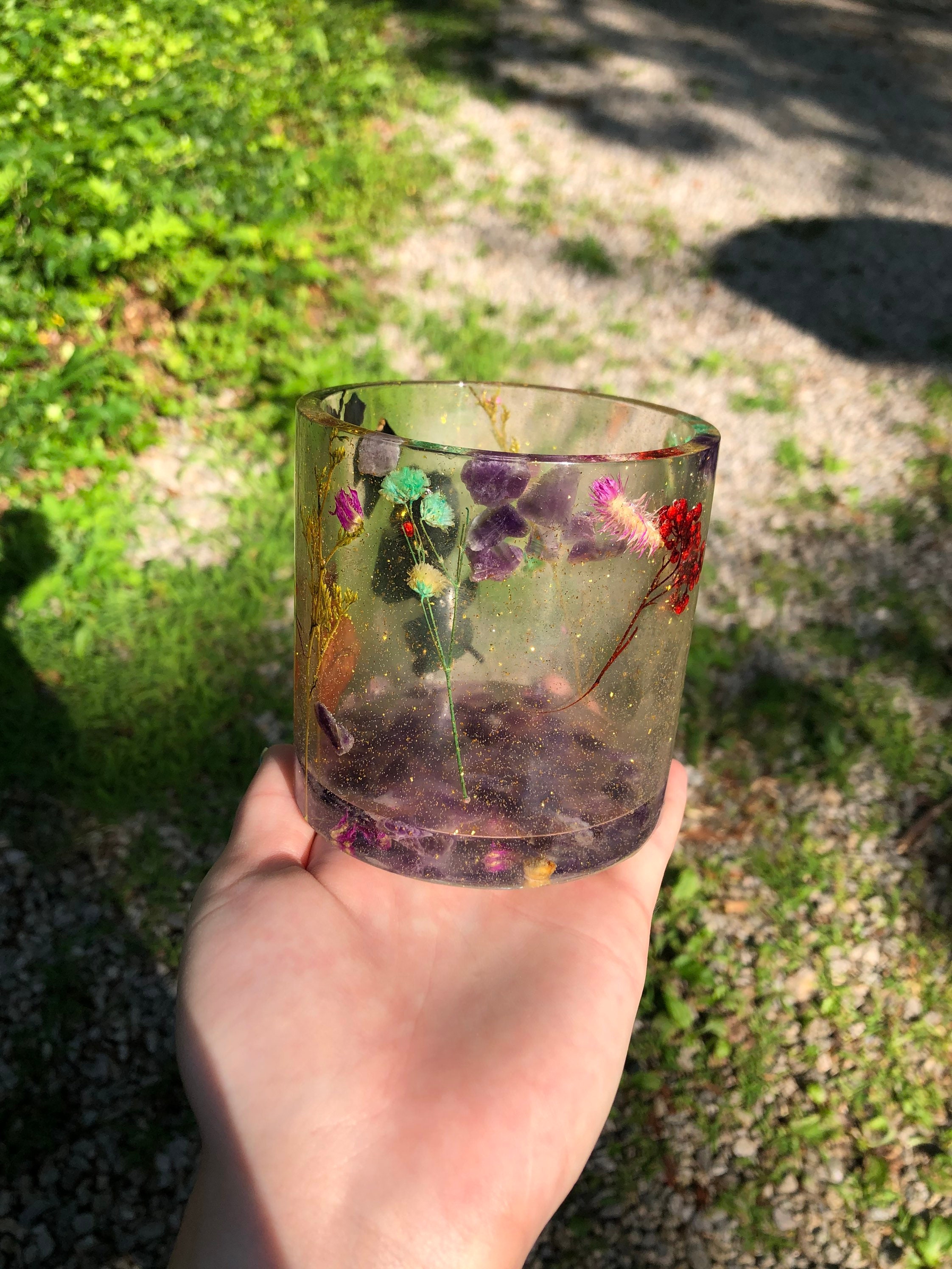 Sparkly Gold Flower Resin Planter Resin Pot Resin Planter Etsy