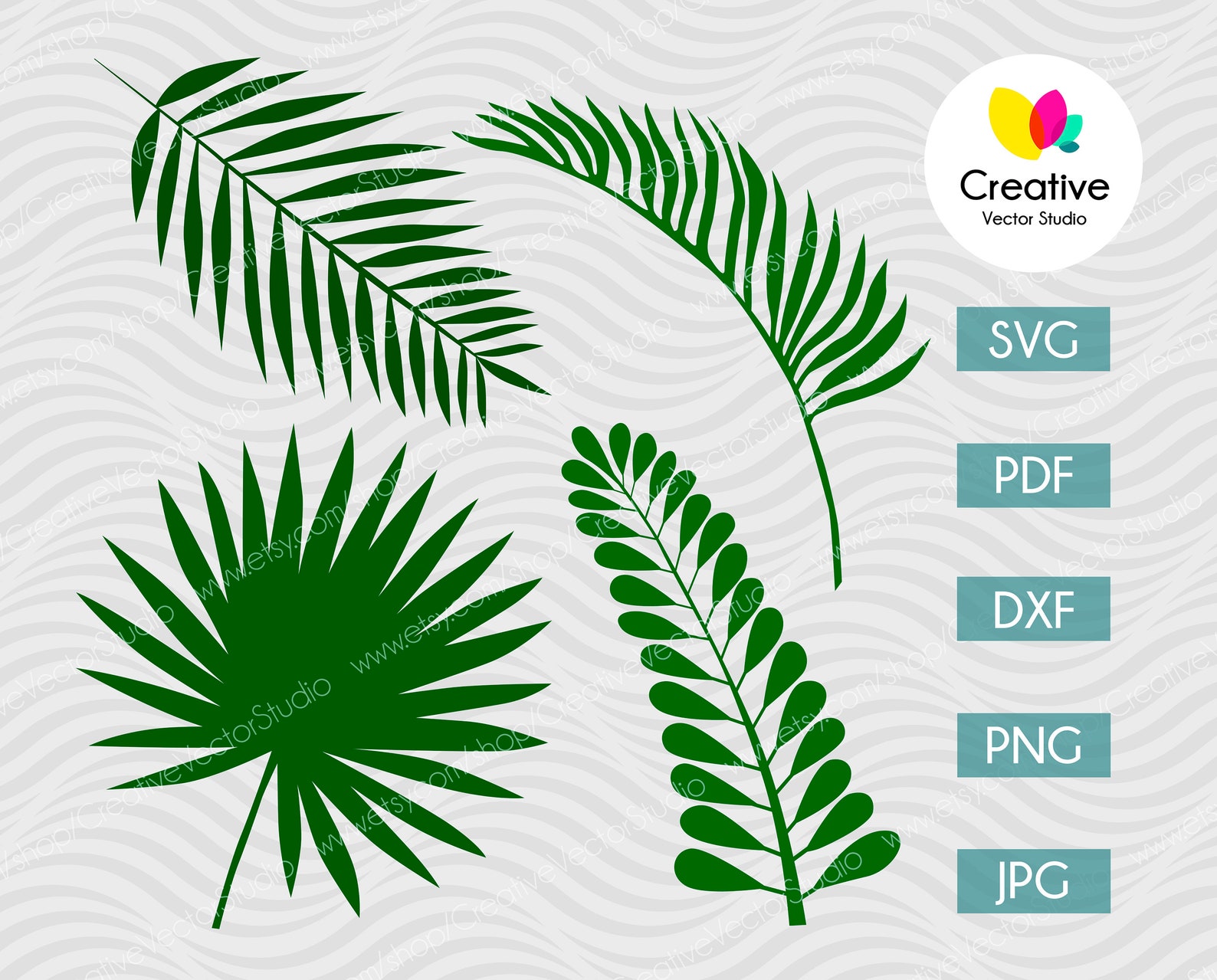 Tropical Leaves SVG DXF PNG Jungle Leaves Clip Art Palm Etsy