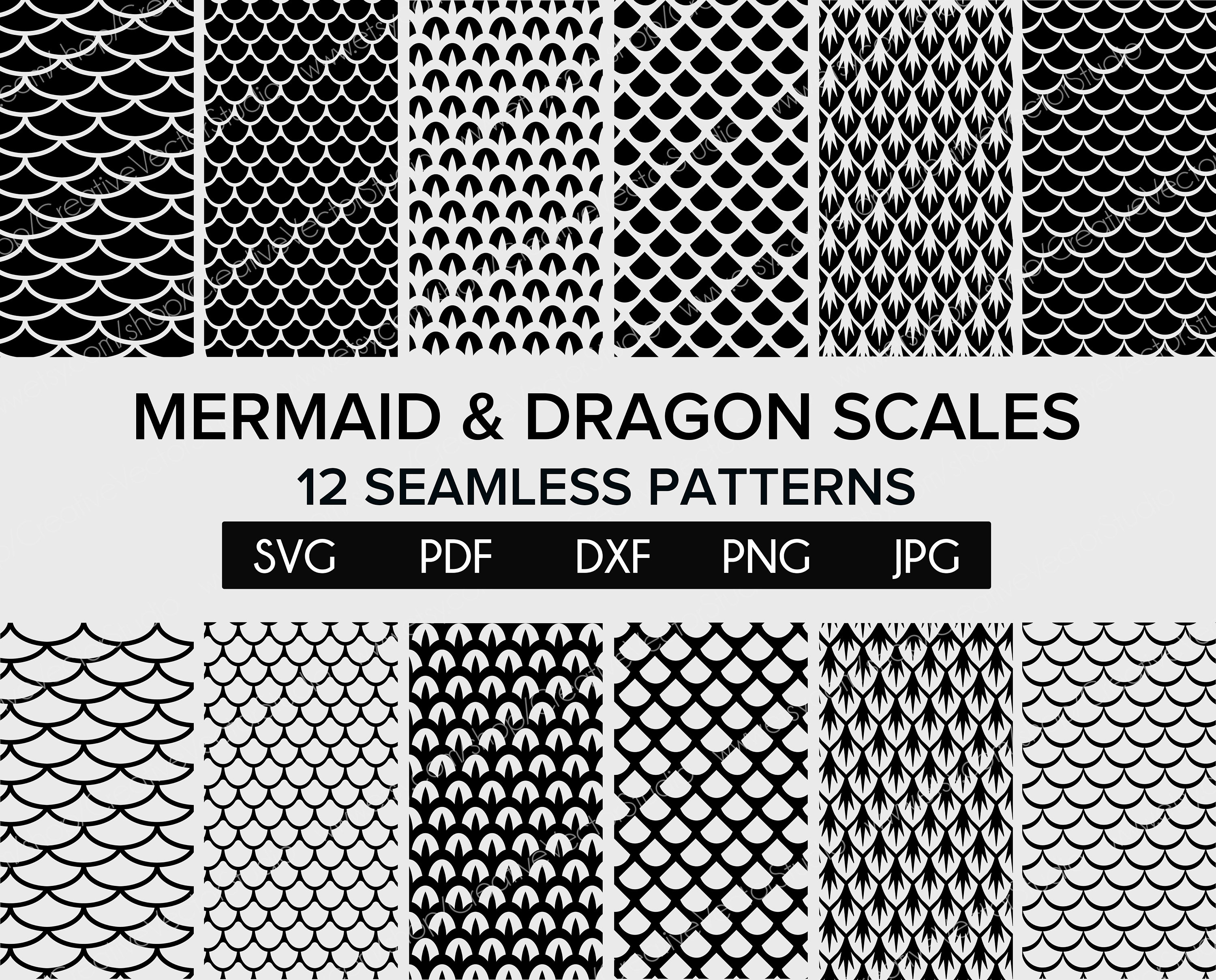 Mermaid & Dragon Scales SVG Bundle DXF SVG for Cricut Etsy
