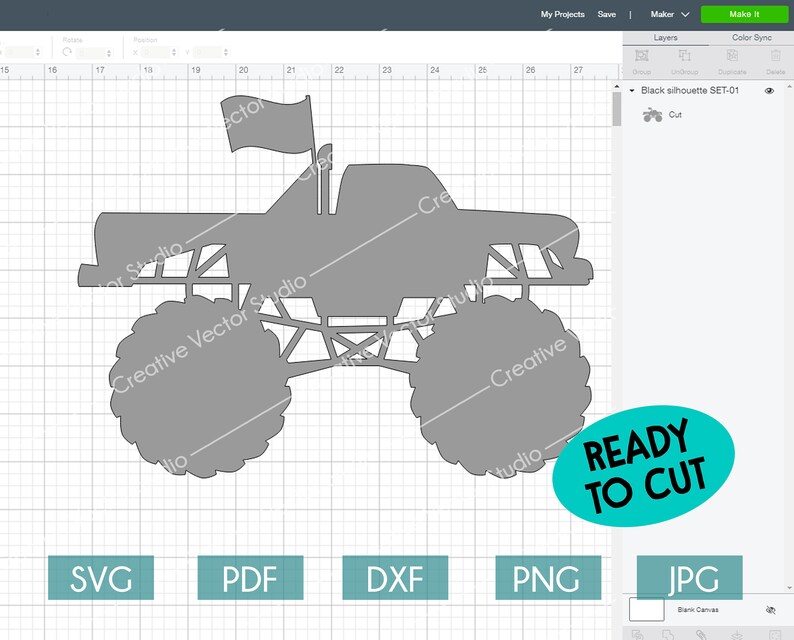 Download Monster Truck Silhouette svg Monster Truck vector design ...