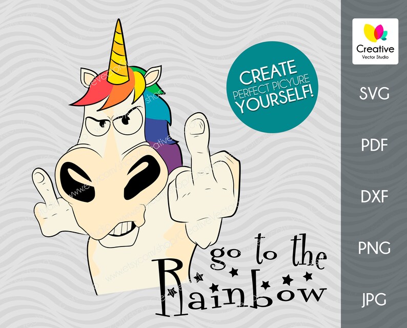 Download Angry funny rainbow unicorn svg Unicorn middle finger svg ...
