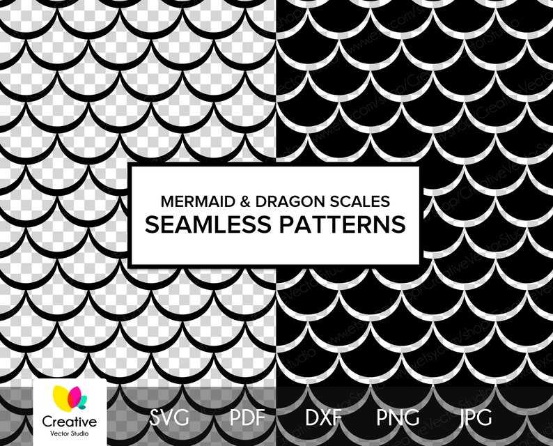 Download Mermaid & Dragon Scales SVG Bundle DXF SVG for Cricut | Etsy