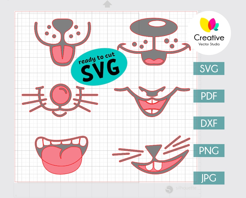 Download Divertido Animal Mouth SVG Bundle para Máscaras de Cara o ...