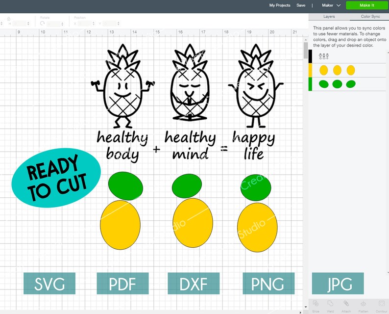 Download Pineapple sayings svg Healthy body healthy mind happy life ...