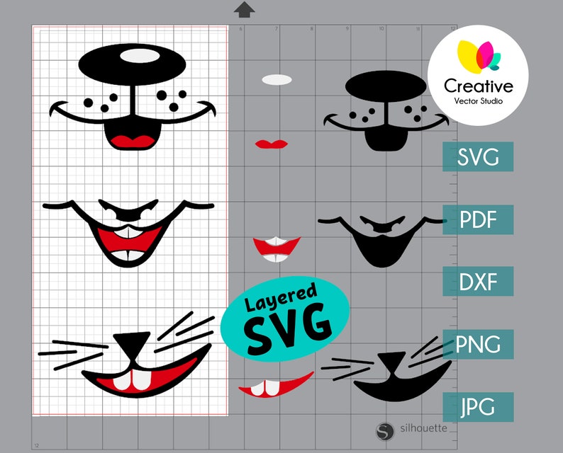 Download Divertido Animal Mouth SVG Bundle para Máscaras de Cara o ...