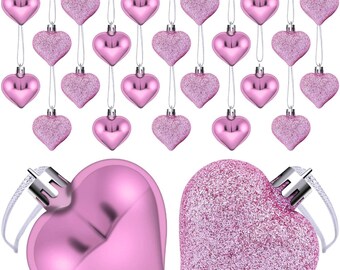 2 Sizes Valentines Day Heart Ornaments Multi-Color, 30 3 Heart Baubles Heart Shaped Christmas Tree Baubles Heart Hanging Decorations for Valentines Day Wedding Anniversary