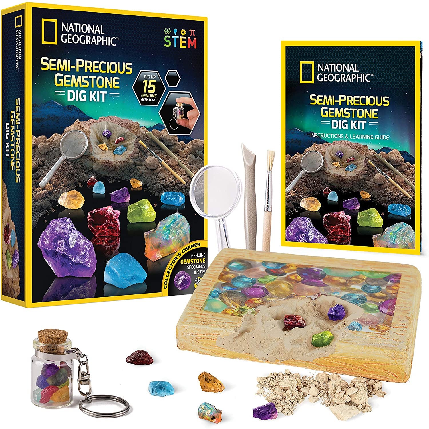 SemiPrecious Gemstone Dig Kit STEM Digging Kit with 15 Etsy