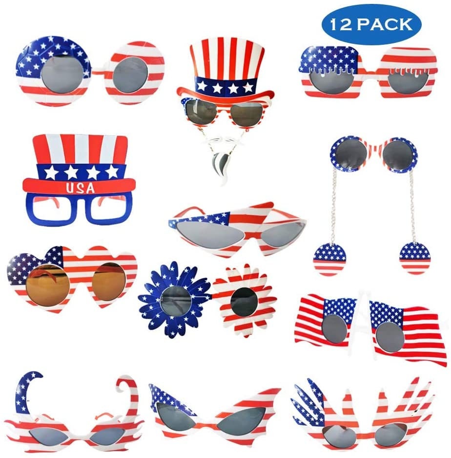 12 Pack American Flag Glasses USA Patriotic Party Sunglasses Etsy