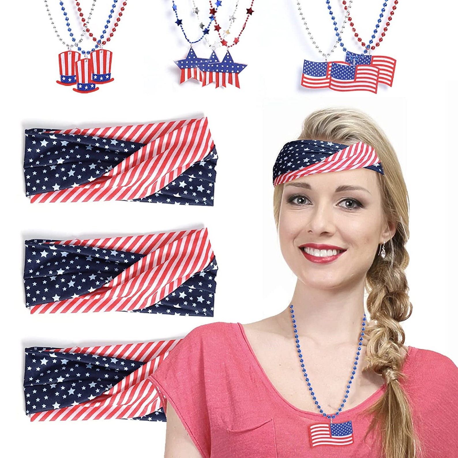 Independence Day Set 3 US American Flag Headbands 9  Etsy