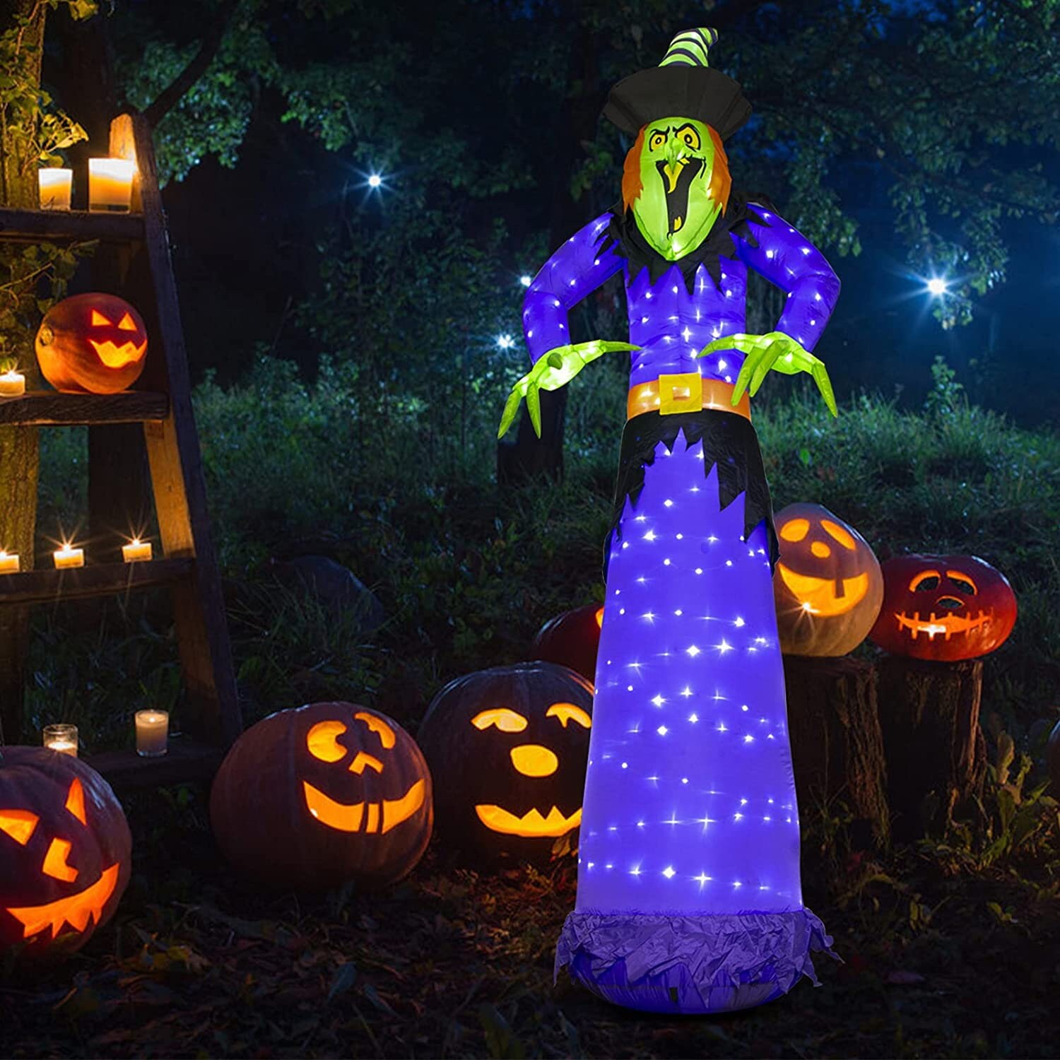 Halloween Blow Up Yard Decorations
 10Ft Halloween Inflatable Witch Blow up Yard Decorations with