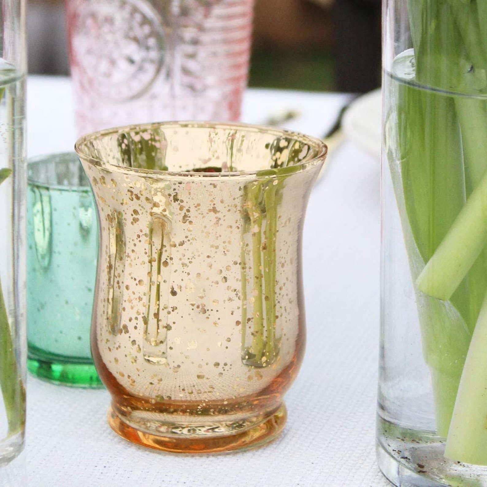 12pcs Gold Mercury Glass Hurricane Votive Candle Holder Etsy