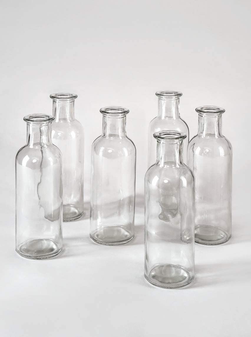 Decorative Glass Bottles Set of 6 Clear Jar for Wedding Etsy