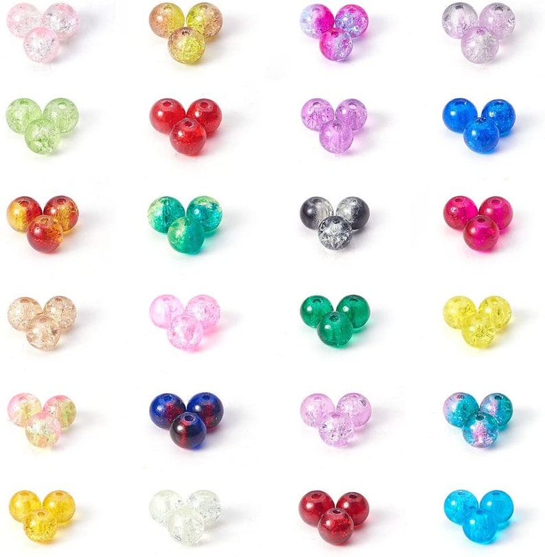 Crackle Lampwork Glass Beads Round Bracelet Crystal Beads Bulk for Friendship Bracelet Earring Jewelry Making Christmas Tree Ornament