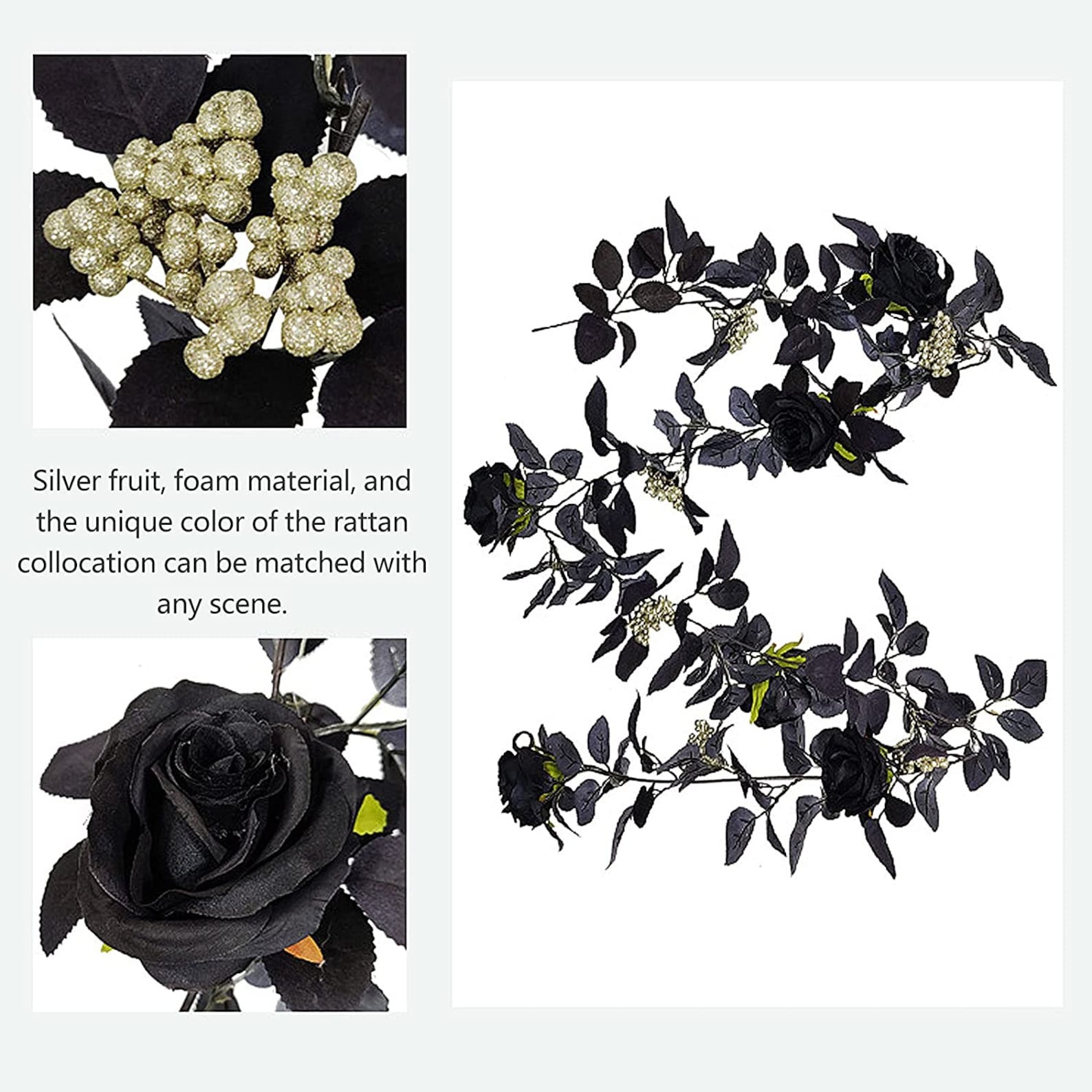 Artificial Black Rose Vine Artificial Rose Vine Hanging Flower Etsy