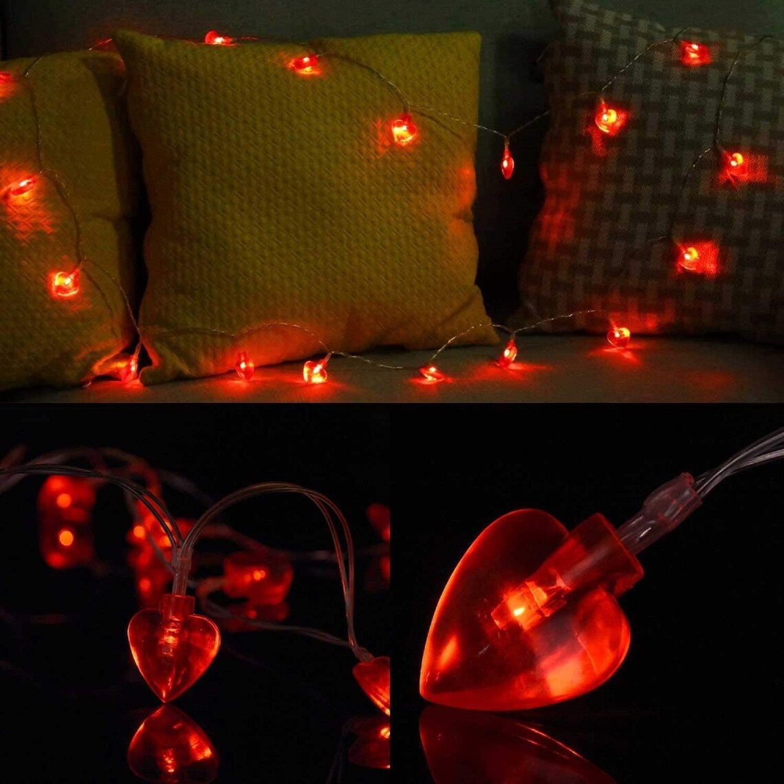 Valentines Day String Lights Red HeartShaped 8.2FT/2.5M 20 Etsy