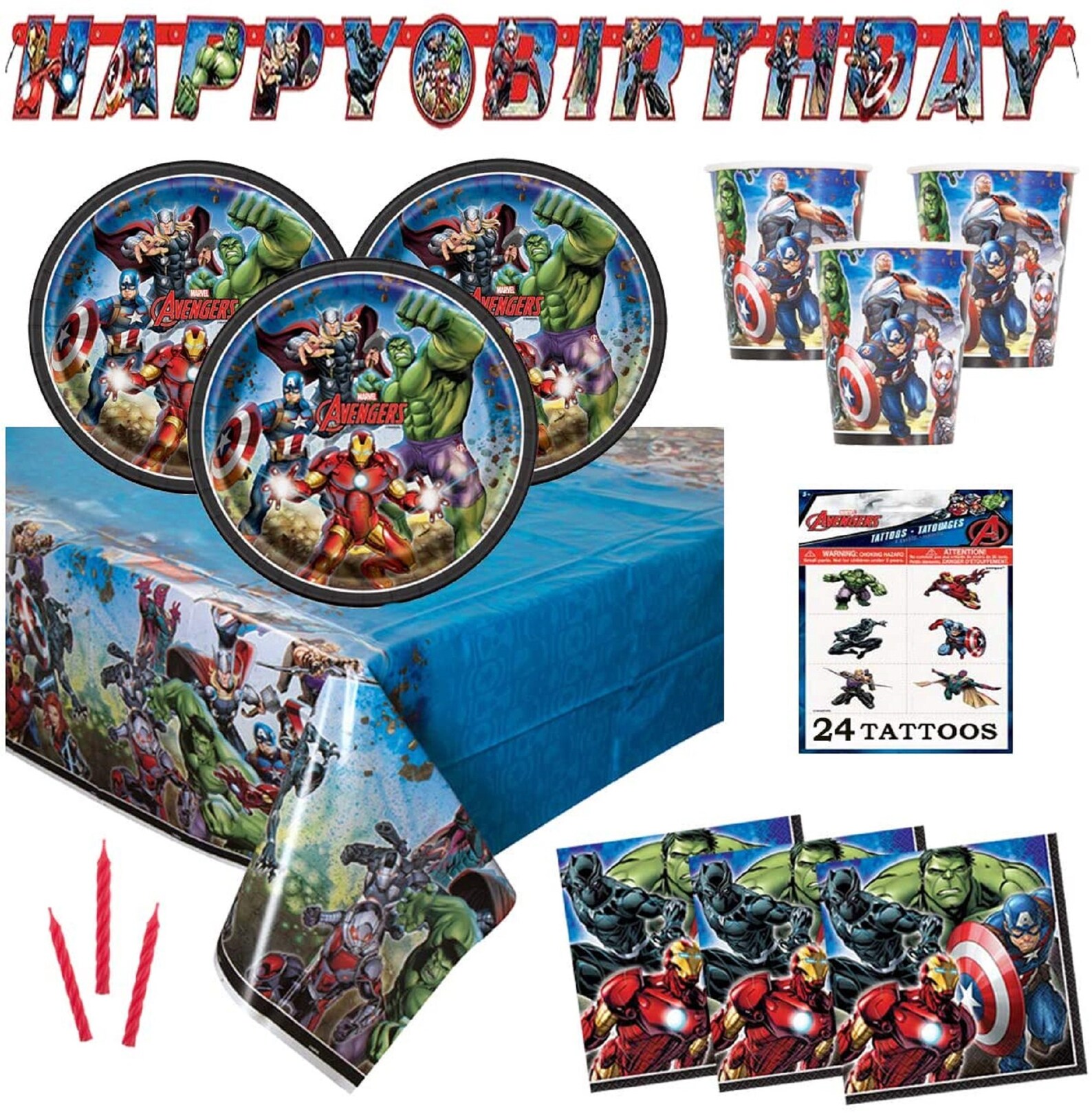 Avengers Birthday Party Supplies Set Serves 16 Includes Etsy