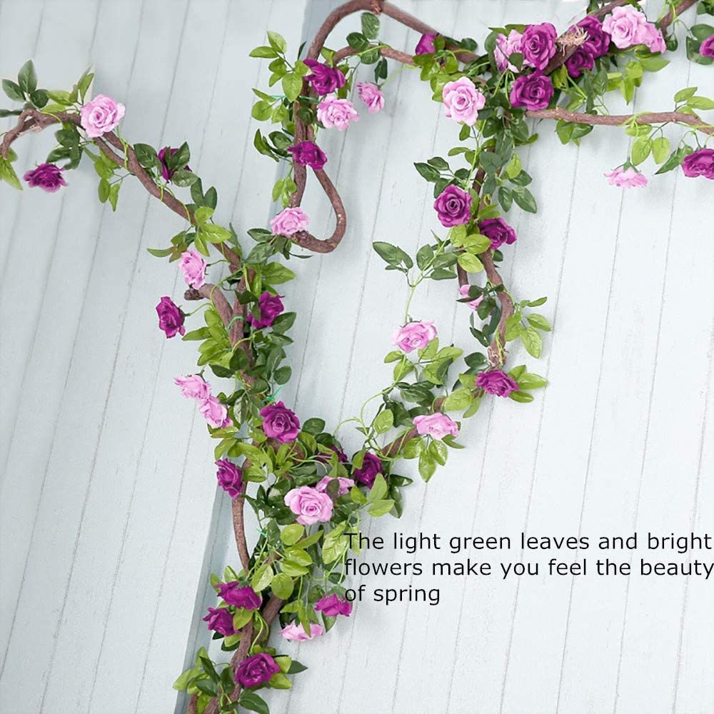 2PCS Artificial Pink Rose Vines Flowers 7.9FT Garland Hanging Etsy