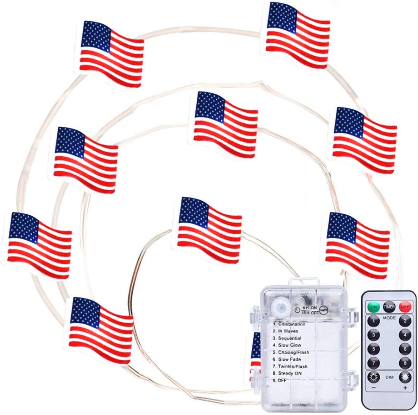 Independence Day American Flag Lights Battery Operated LED Etsy