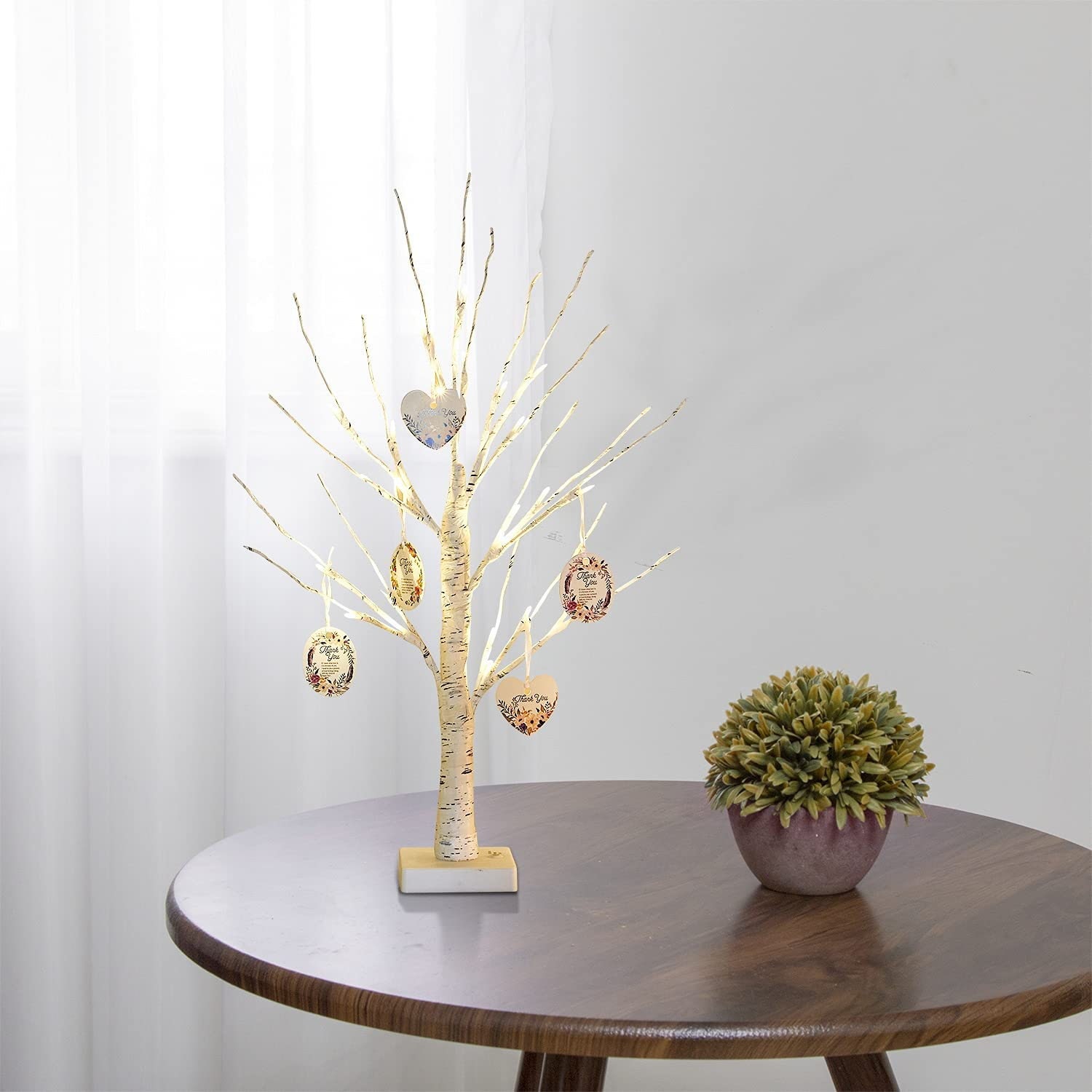 2FT 24LT White Birch Twig Tree Lights Tabletop Cards Easter Etsy