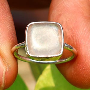Crystal Quartz Ring, Cushion Shape Ring, 925 Sterling Silver Stack Ring, April Birthstone Ring, Natural Clear Gemstone Ring, Gift For Her