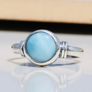 Larimar Ring, 925 Sterling Silver Ring, Statement Ring, Meditation Ring, Larimar Jewelry, Natural Larimar, Women Ring, Bohemian Ring, Gift